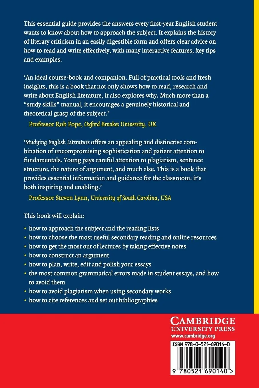 Rückseite: 9780521690140 | Studying English Literature | Tory Young | Taschenbuch | Englisch