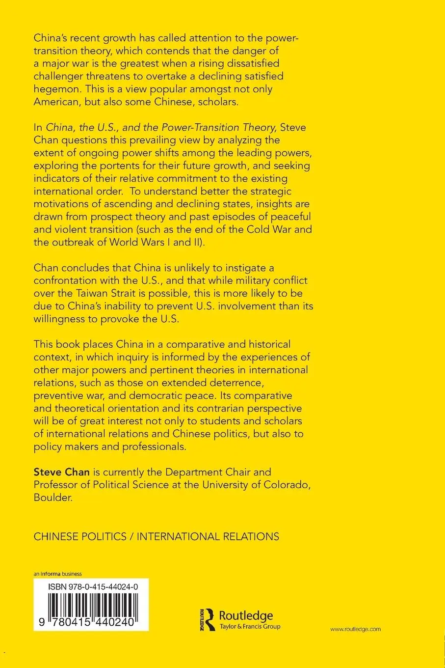 Rückseite: 9780415440240 | China, the US and the Power-Transition Theory | A Critique | Chan
