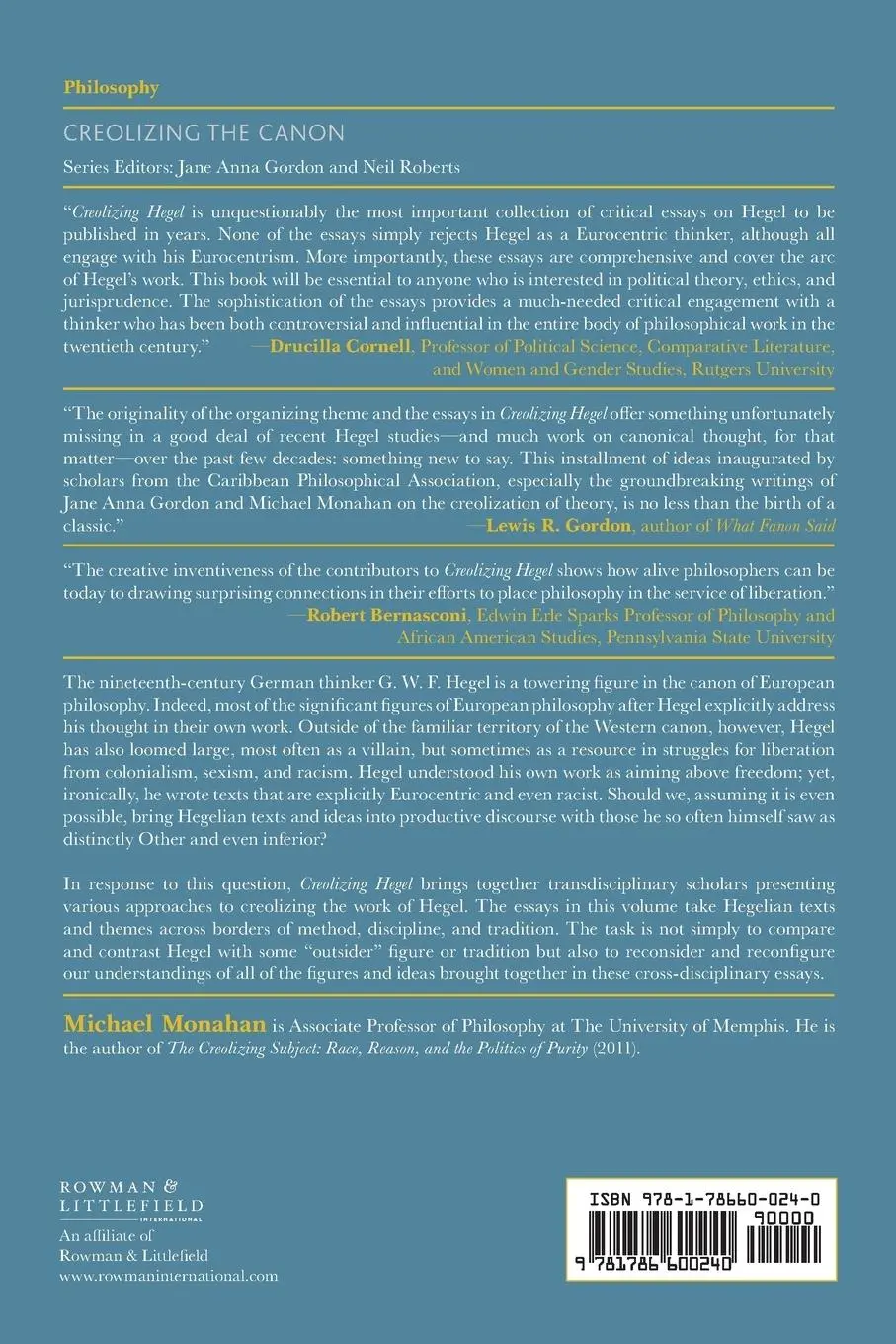 Rückseite: 9781786600240 | Creolizing Hegel | Michael Monahan | Taschenbuch | Englisch | 2018