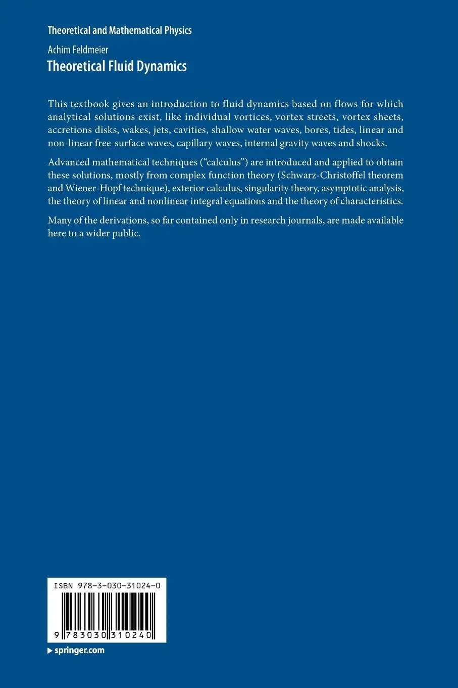 Rückseite: 9783030310240 | Theoretical Fluid Dynamics | Achim Feldmeier | Taschenbuch | xvi