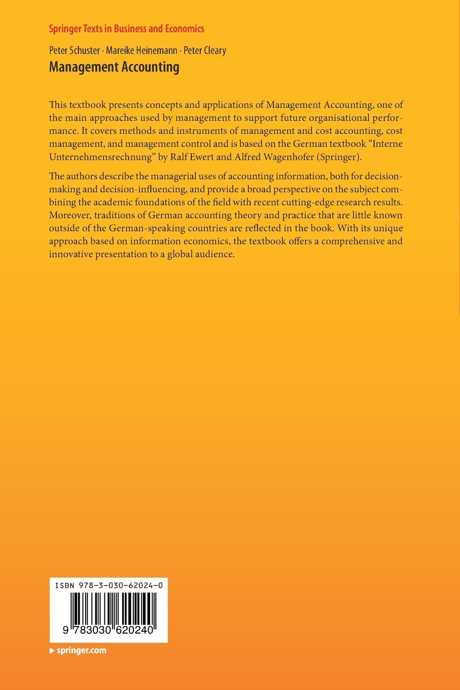 Rückseite: 9783030620240 | Management Accounting | Peter Schuster (u. a.) | Taschenbuch | xii