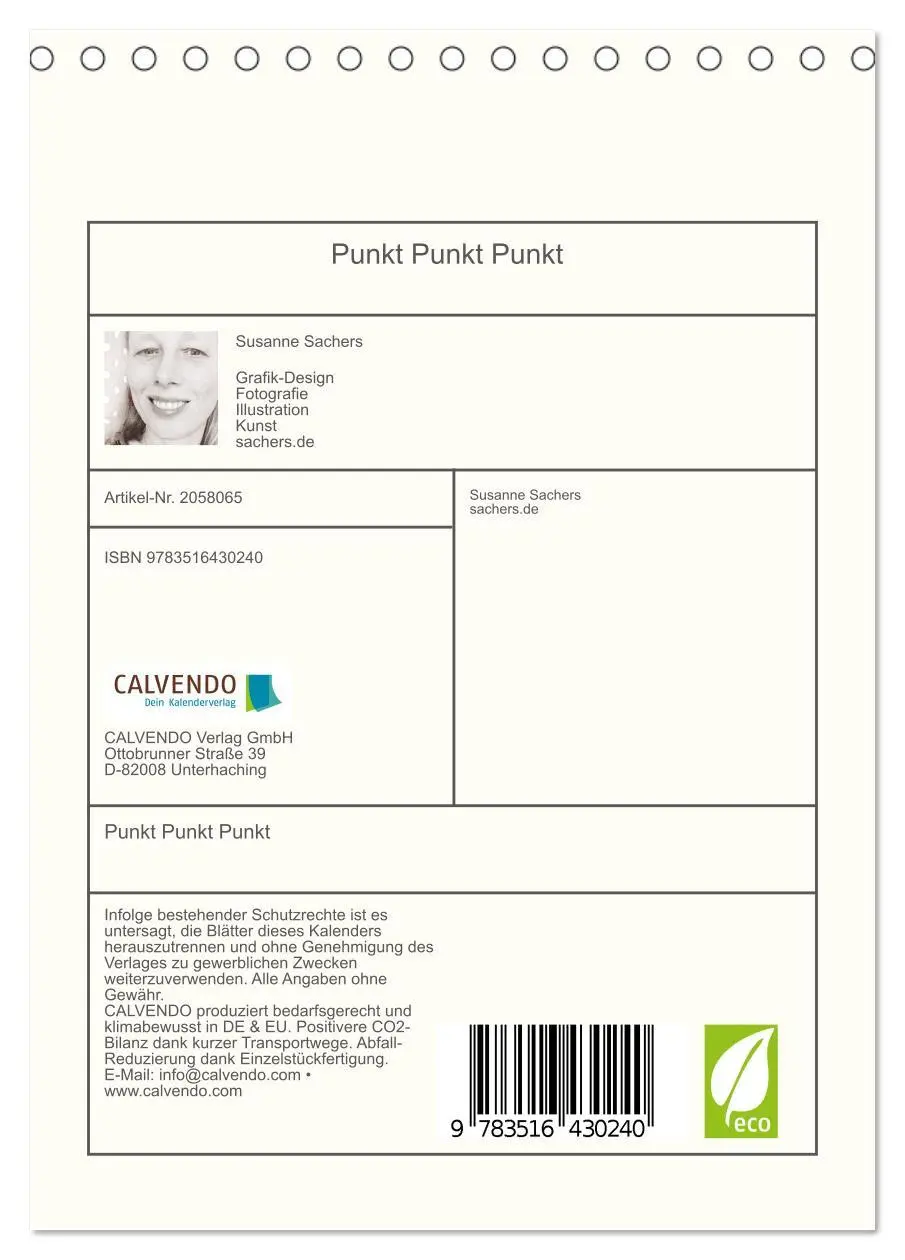 Bild: 9783516430240 | Punkt Punkt Punkt (Tischkalender 2026 DIN A5 hoch), CALVENDO...