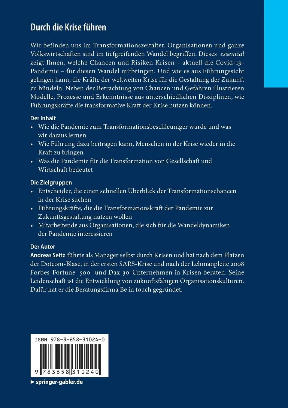 Rückseite: 9783658310240 | Durch die Krise führen | Die transformative Kraft einer Pandemie | x