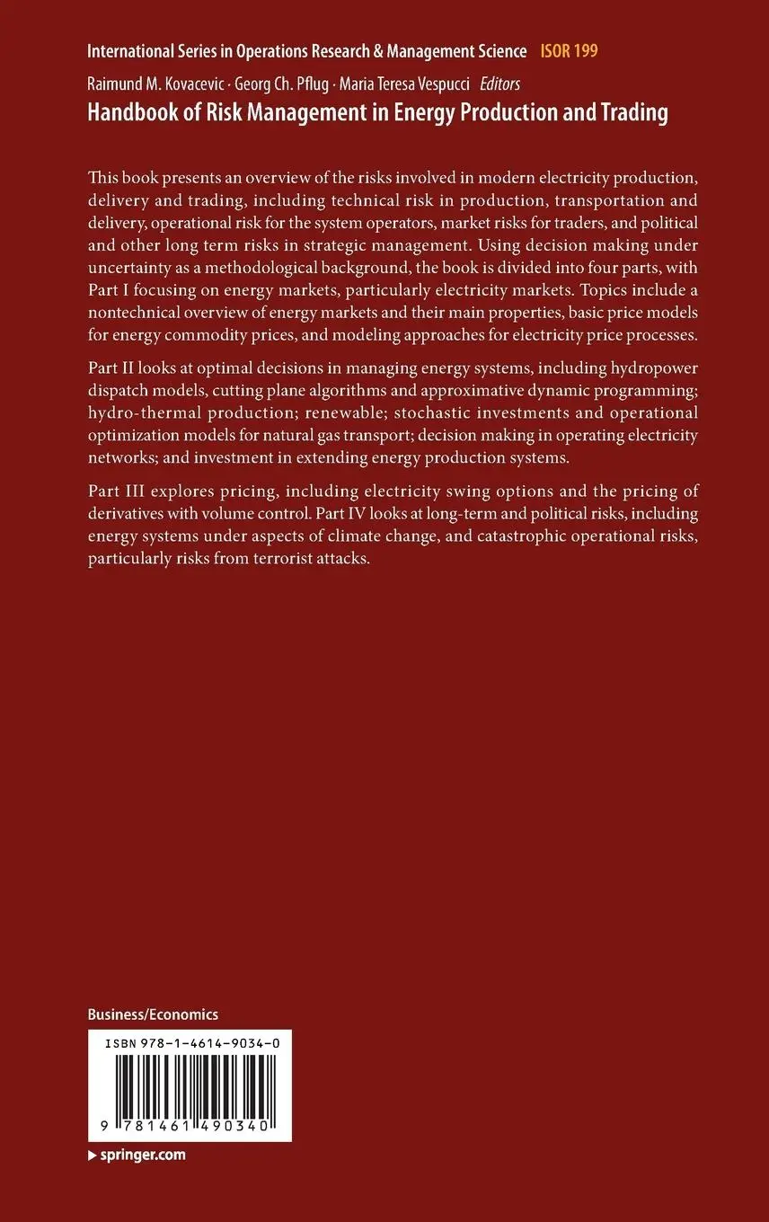 Rückseite: 9781461490340 | Handbook of Risk Management in Energy Production and Trading | Buch