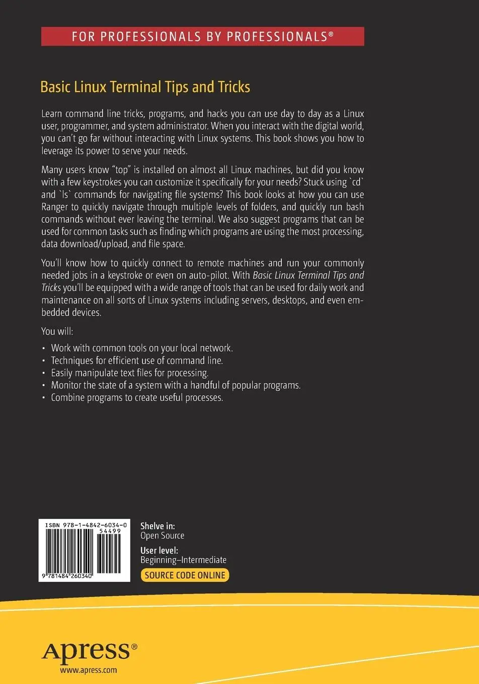Rückseite: 9781484260340 | Basic Linux Terminal Tips and Tricks | Philip Kirkbride | Taschenbuch