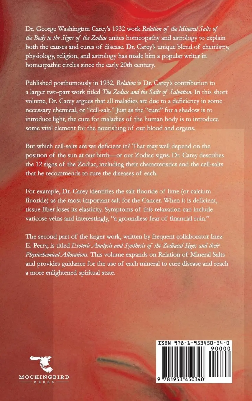 Rückseite: 9781953450340 | Relation of the Mineral Salts of the Body to the Signs of the Zodiac