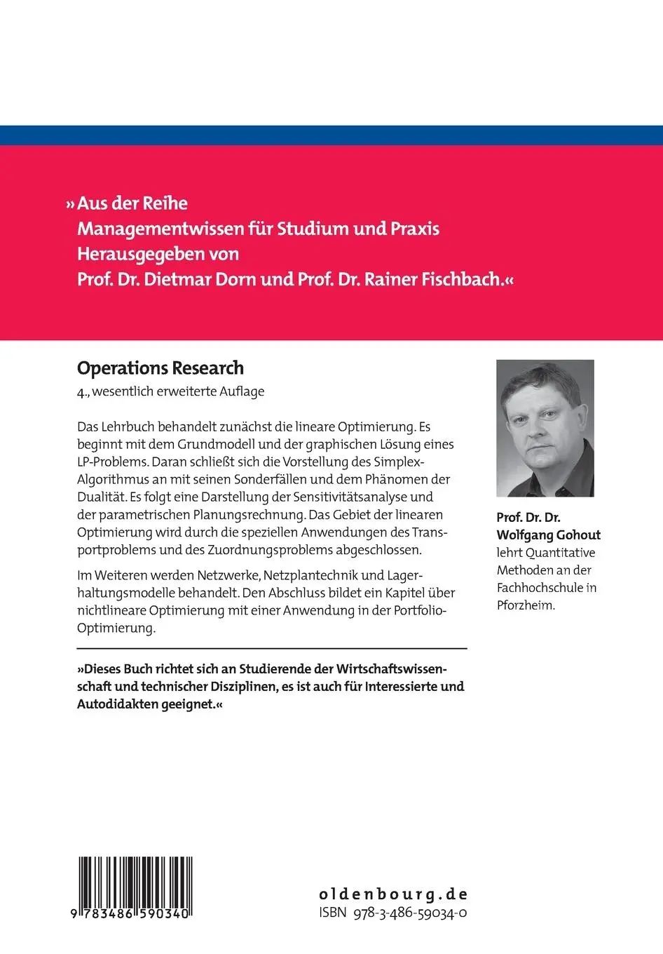 Rückseite: 9783486590340 | Operations Research | Wolfgang Gohout | Taschenbuch | 352 S. | Deutsch