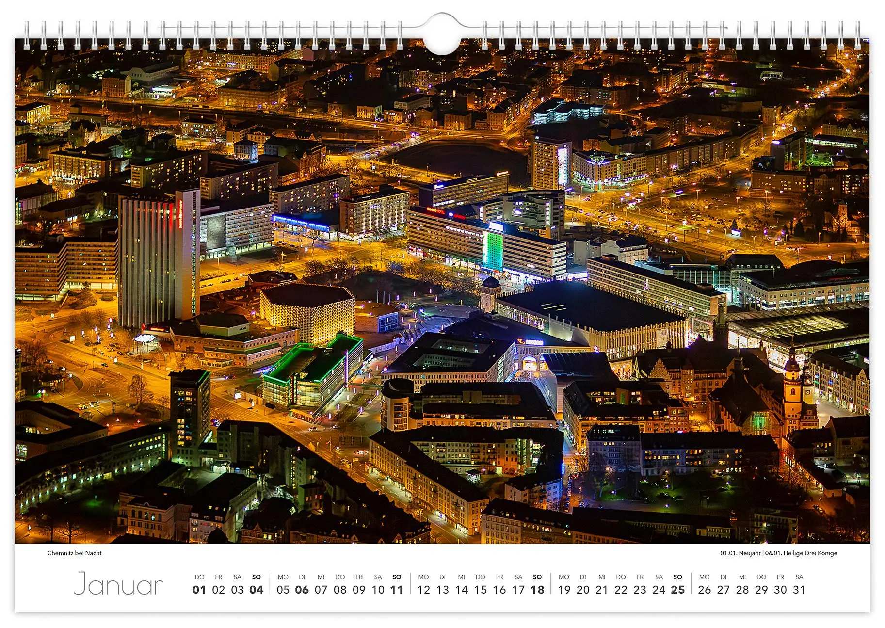 Bild: 9783910680340 | Kalender Chemnitz 2026 | 45 x 30 cm weißes Kalendarium | Schubert