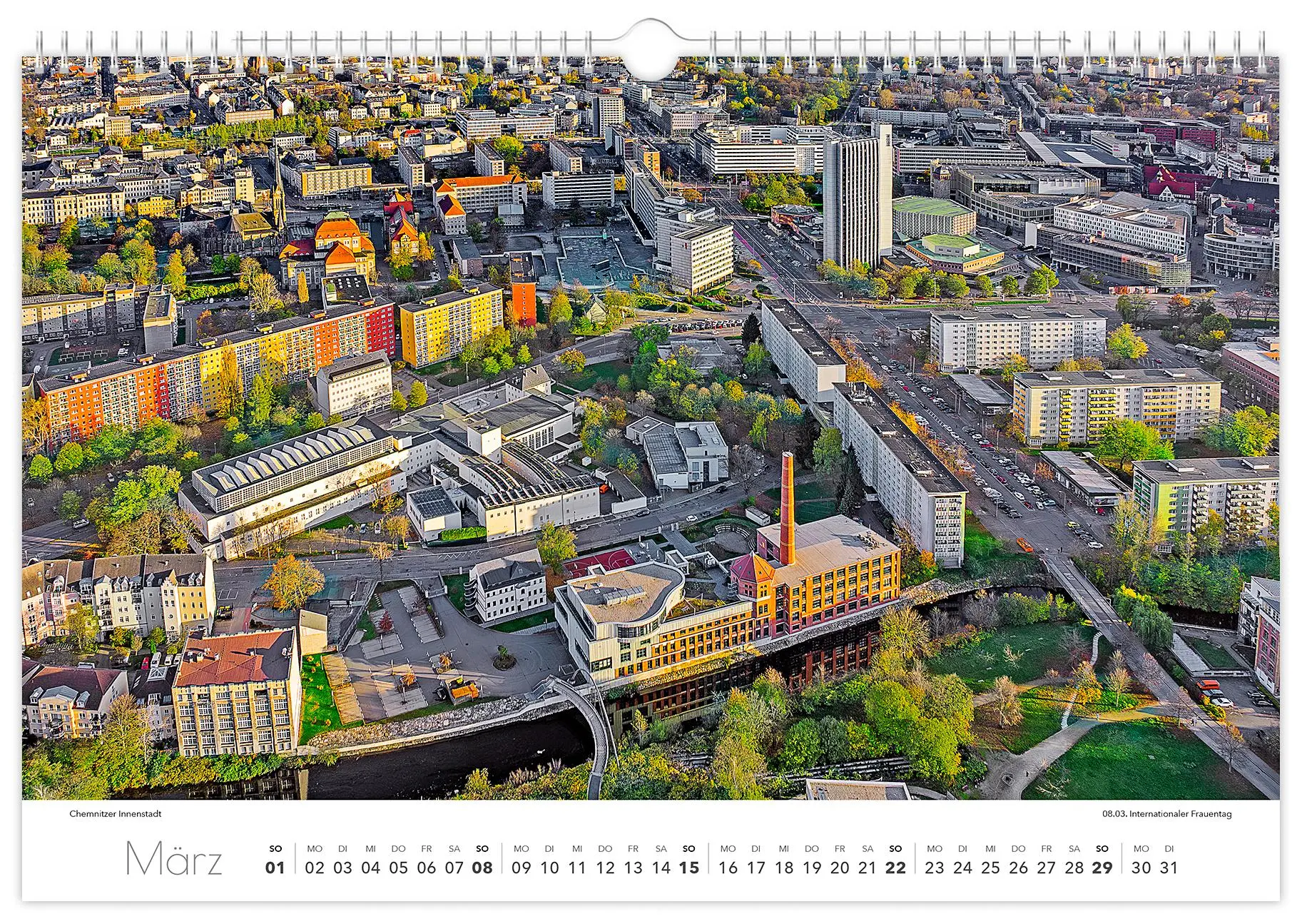 Bild: 9783910680340 | Kalender Chemnitz 2026 | 45 x 30 cm weißes Kalendarium | Schubert