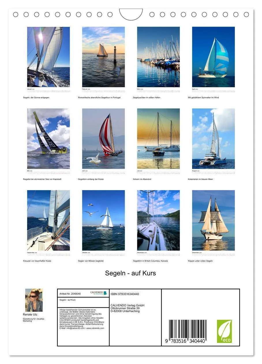 Bild: 9783516340440 | Segeln - auf Kurs (Wandkalender 2026 DIN A4 hoch), CALVENDO...