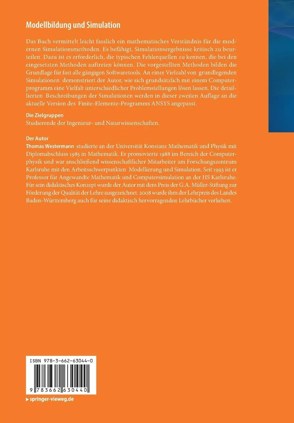 Rückseite: 9783662630440 | Modellbildung und Simulation | Mit einer Einführung in ANSYS | Buch