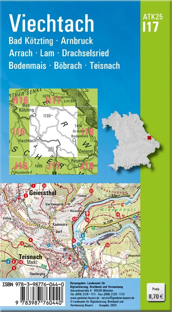 Rückseite: 9783987760440 | ATK25-I17 Viechtach (Amtliche Topographische Karte 1:25000) | Deutsch