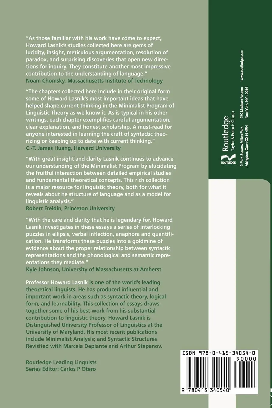 Rückseite: 9780415340540 | Minimalist Investigations in Linguistic Theory | Howard Lasnik | Buch
