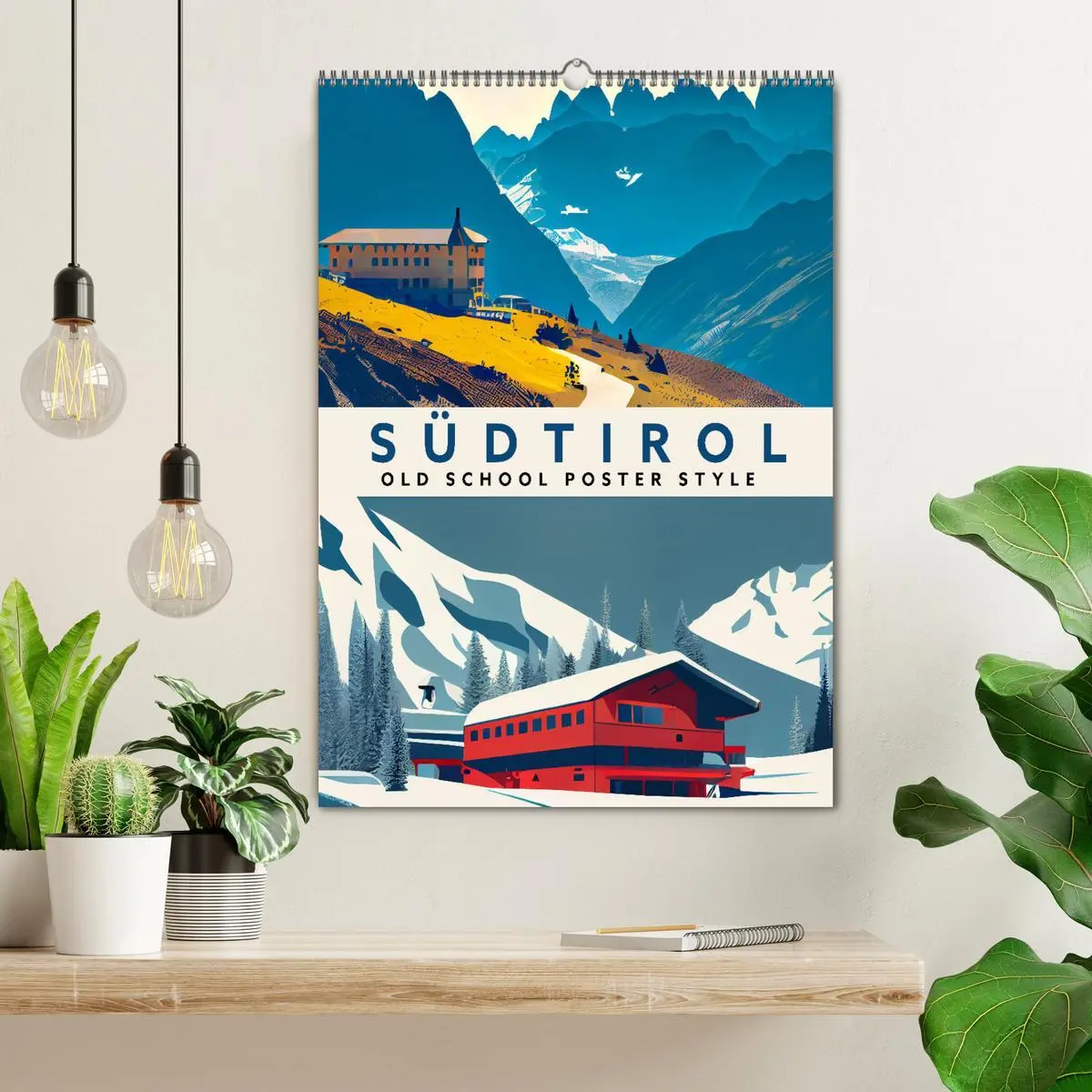 Bild: 9783516330540 | Südtirol - Old School Poster Style (Wandkalender 2026 DIN A2 hoch),...