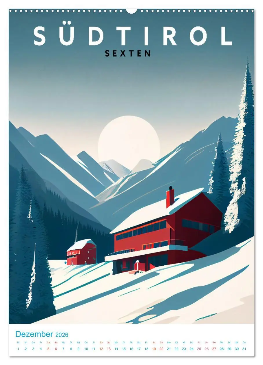 Bild: 9783516330540 | Südtirol - Old School Poster Style (Wandkalender 2026 DIN A2 hoch),...
