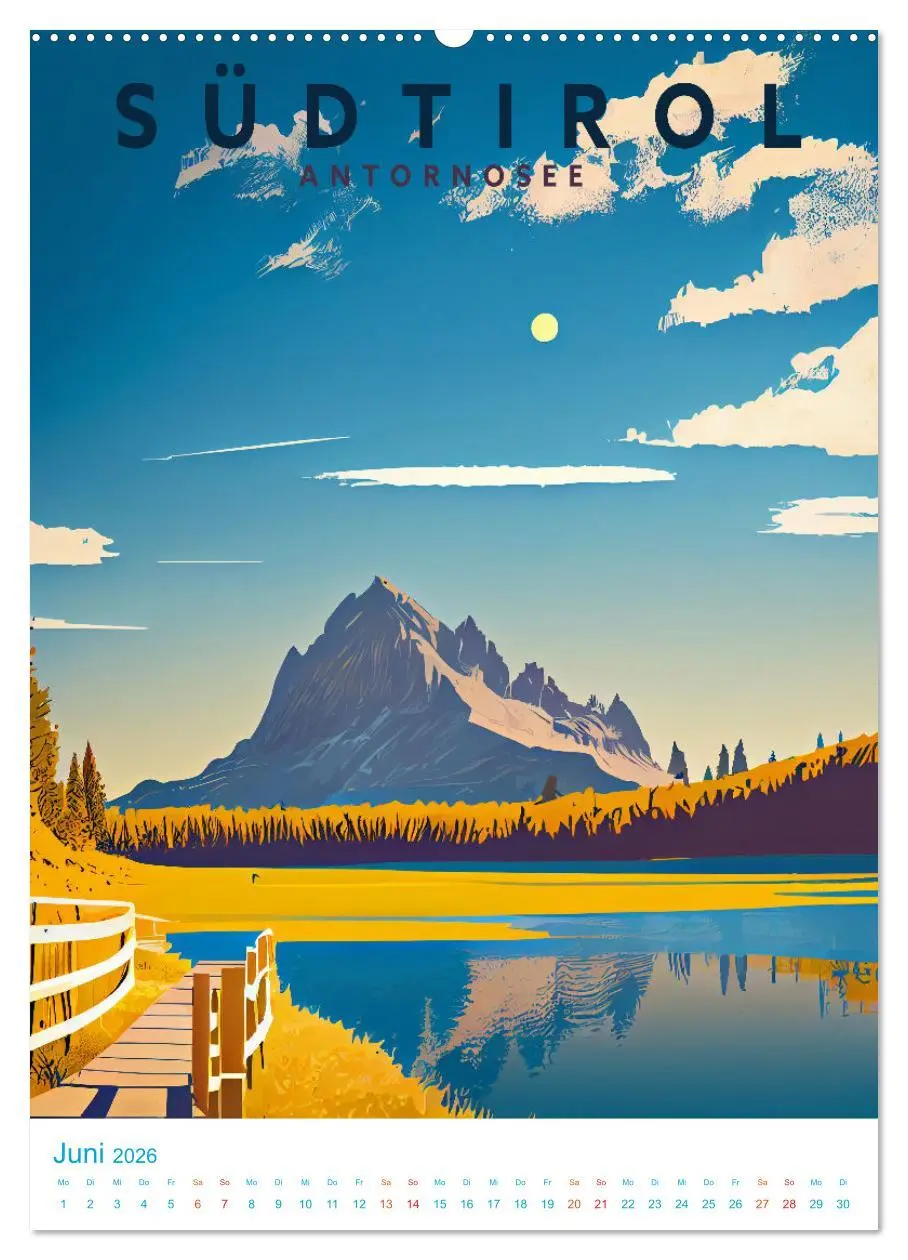 Bild: 9783516330540 | Südtirol - Old School Poster Style (Wandkalender 2026 DIN A2 hoch),...