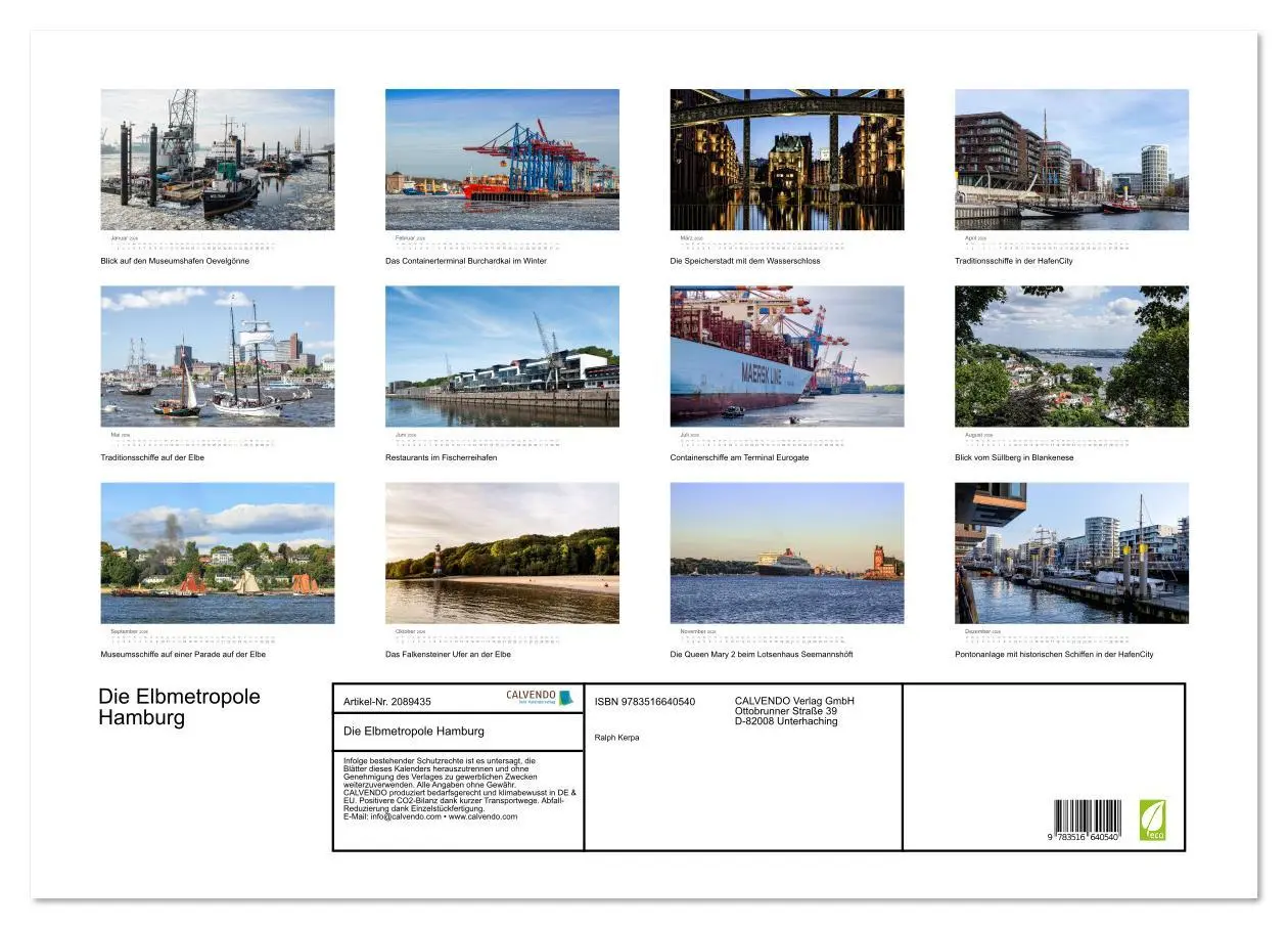 Bild: 9783516640540 | Die Elbmetropole Hamburg (Wandkalender 2026 DIN A2 quer), CALVENDO...
