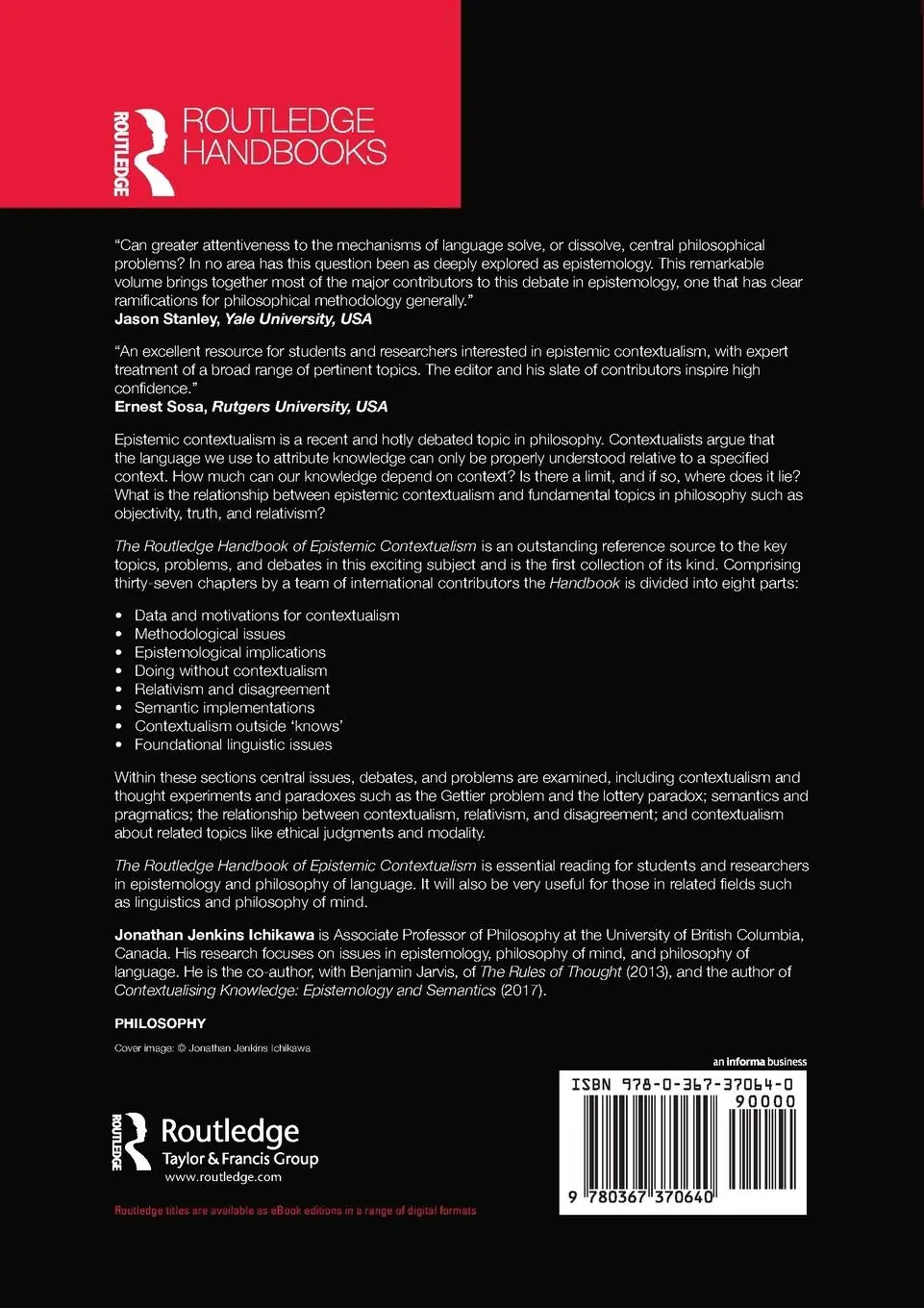 Rückseite: 9780367370640 | The Routledge Handbook of Epistemic Contextualism | Ichikawa | Buch