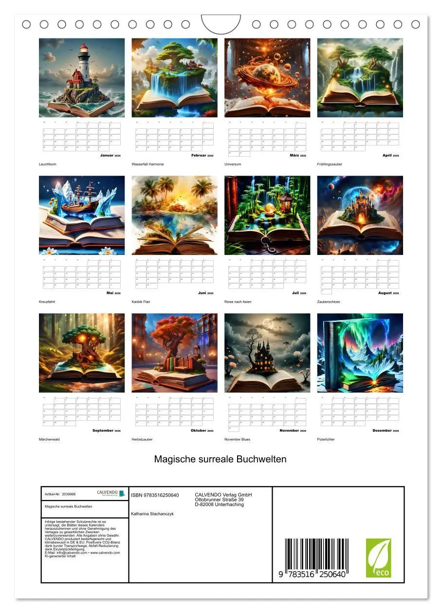 Bild: 9783516250640 | Magische surreale Buchwelten (Wandkalender 2026 DIN A4 hoch),...