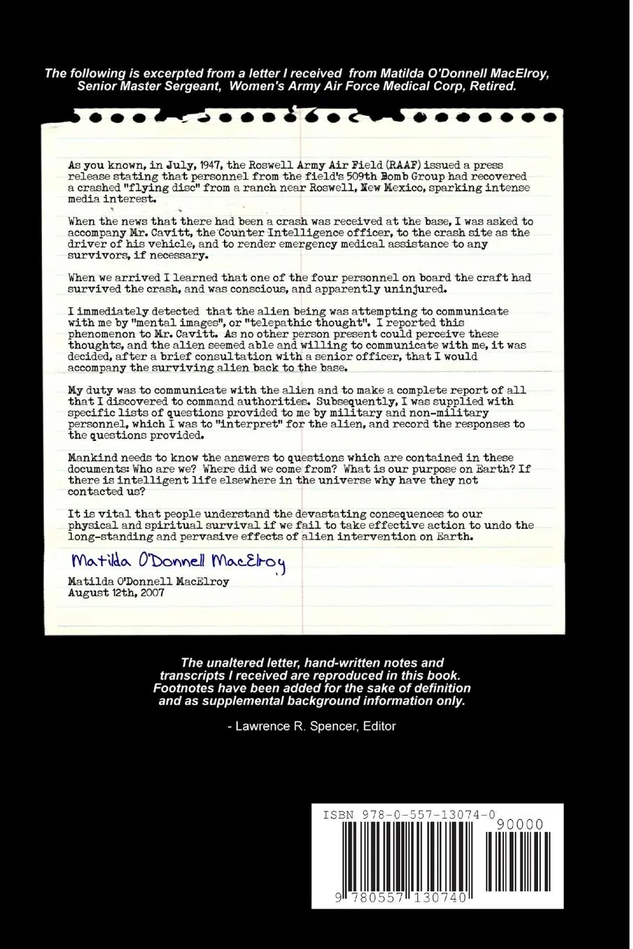 Rückseite: 9780557130740 | Alien Interview - Deluxe Study Edition | Lawrence R. Spencer | Buch