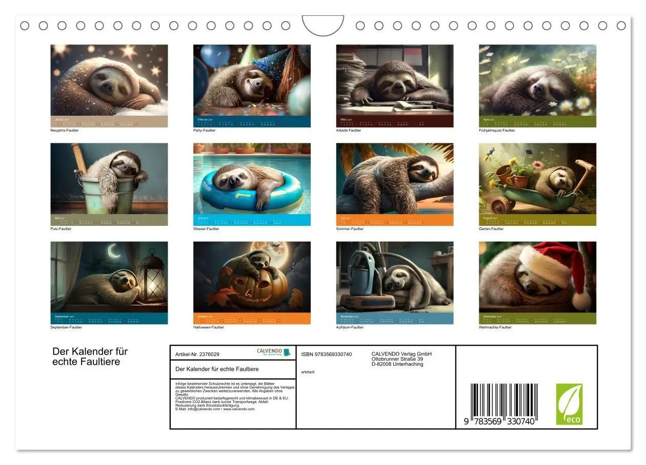 Bild: 9783569330740 | Der Kalender für echte Faultiere (Wandkalender 2027 DIN A4 quer),...