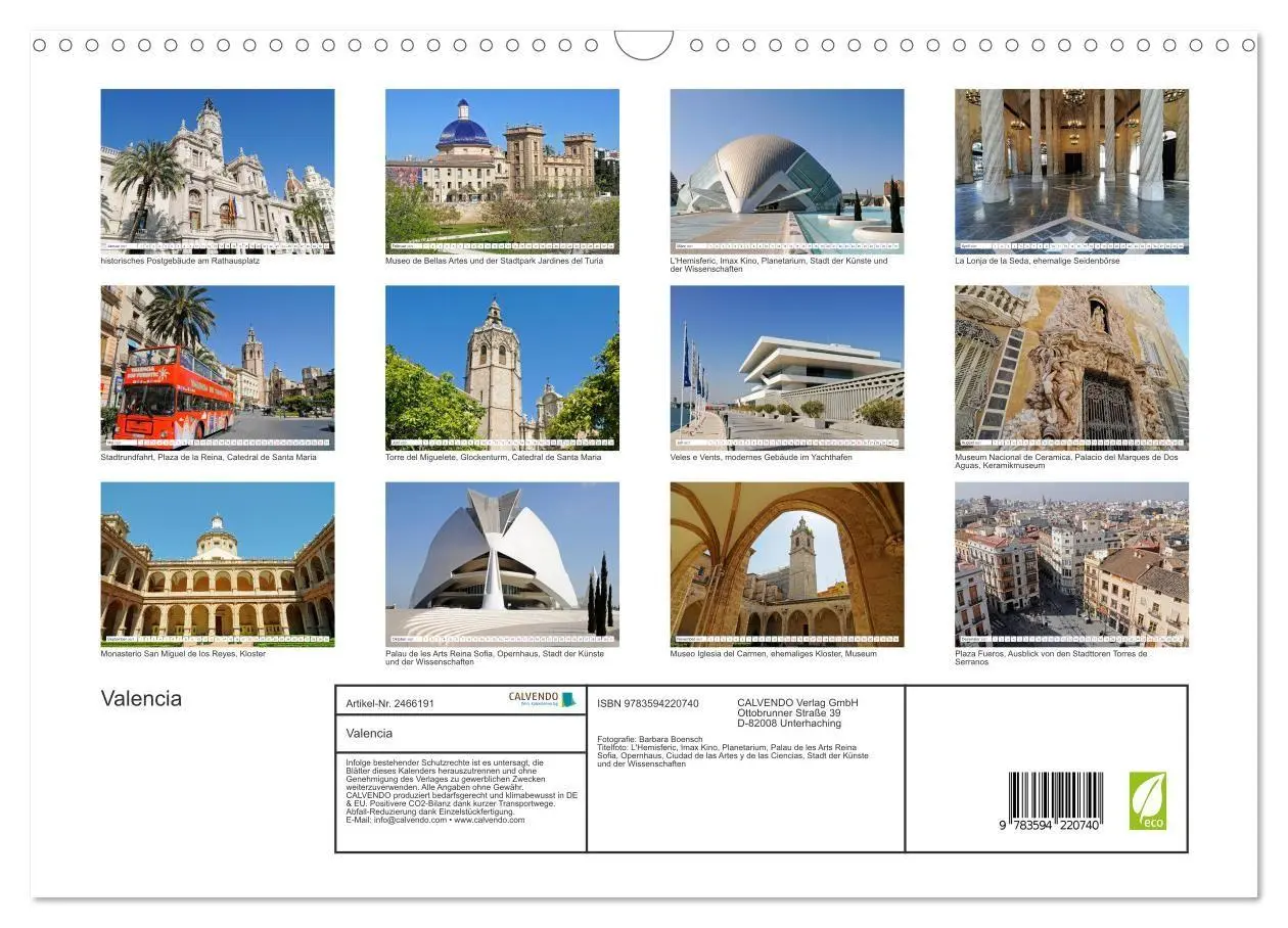 Bild: 9783594220740 | Valencia (Wandkalender 2027 DIN A3 quer), CALVENDO Monatskalender