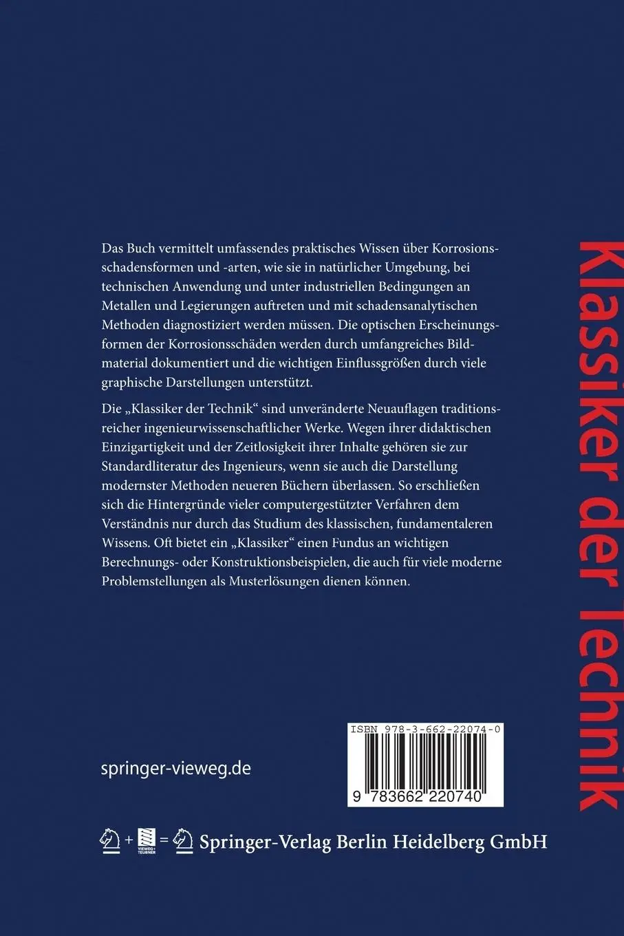 Rückseite: 9783662220740 | Korrosionsschadenkunde | Hubert Gräfen (u. a.) | Taschenbuch | xii