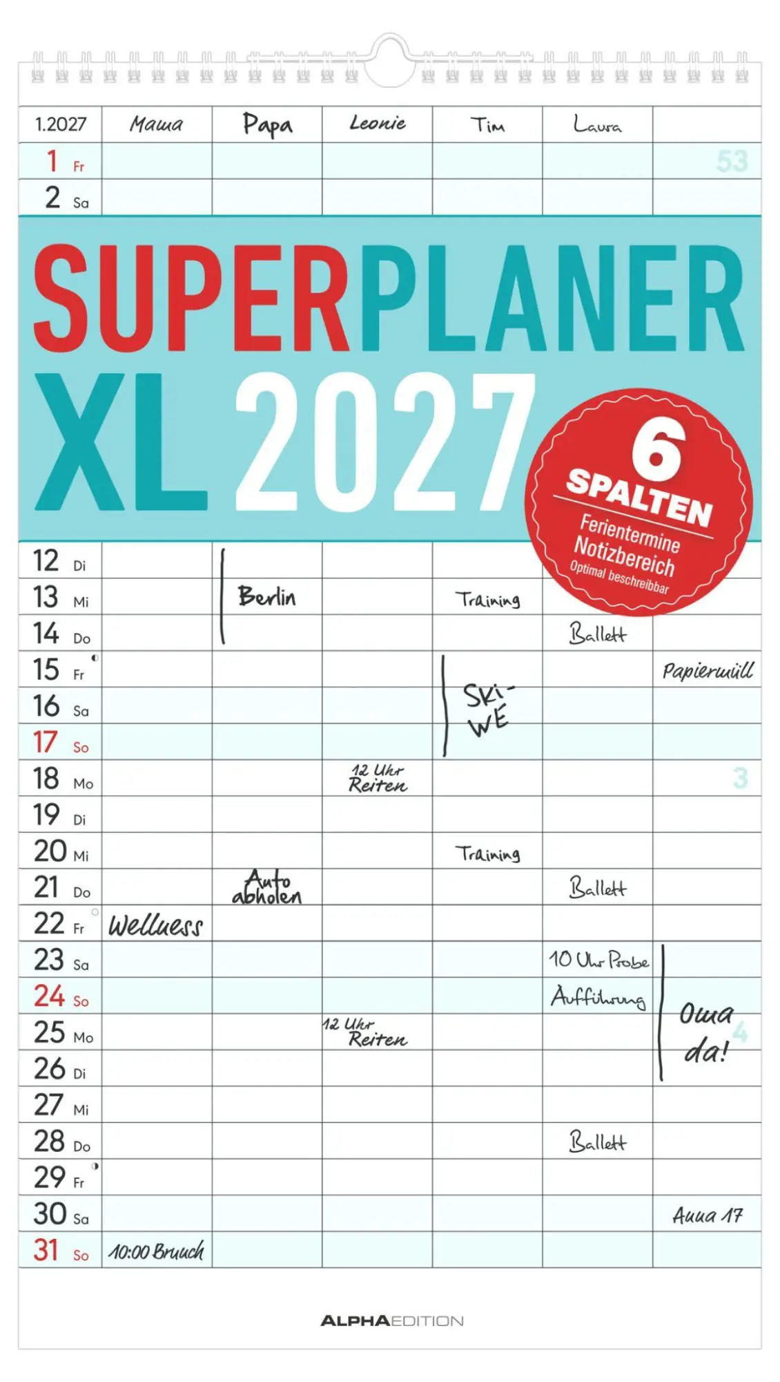 Cover: 4069095010840 | Superplaner XL 6 Spalten 2027 | Neumann Verlage GmbH &amp; Co KG | 14 S.