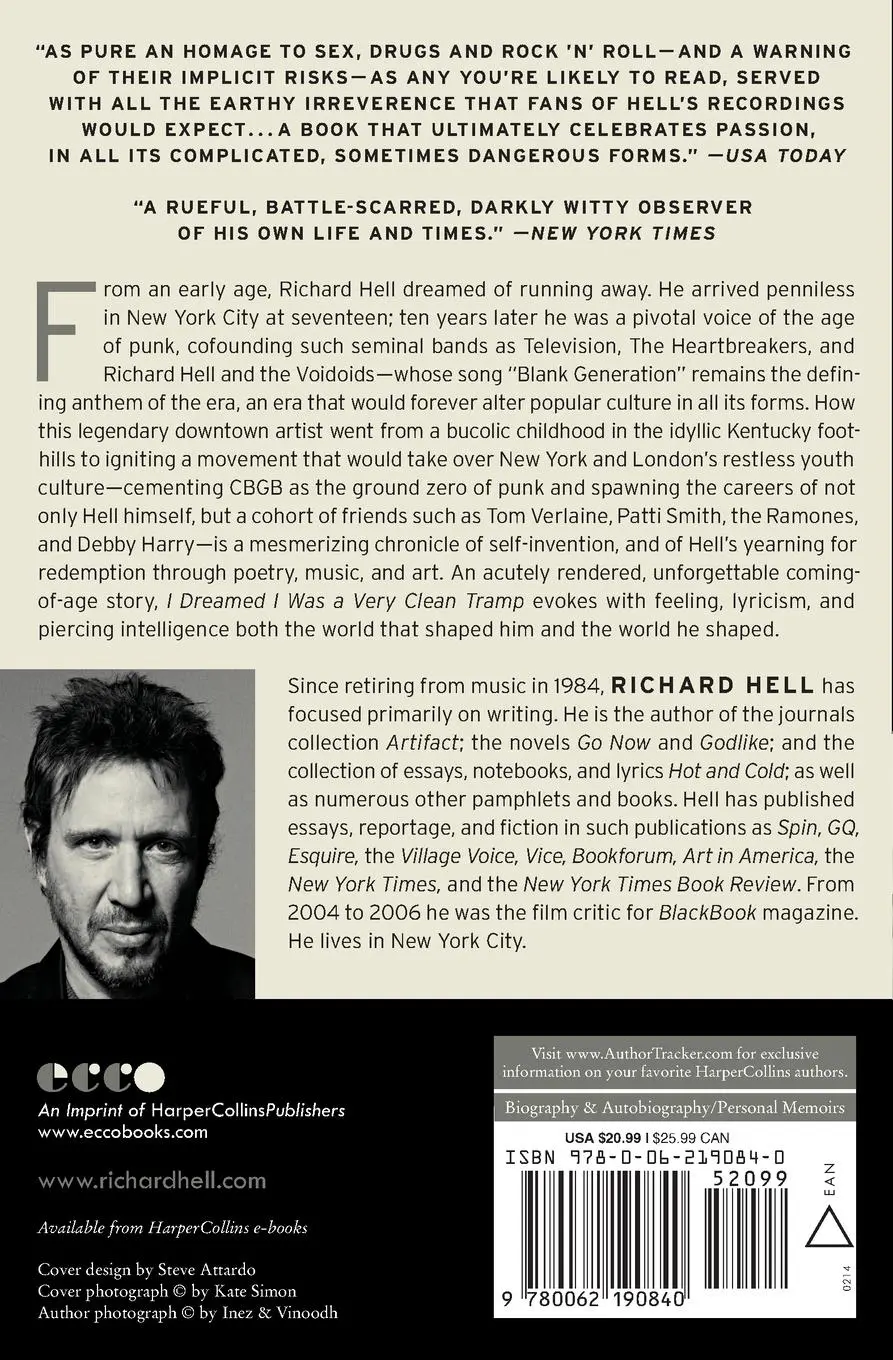 Rückseite: 9780062190840 | I Dreamed I Was a Very Clean Tramp | An Autobiography | Richard Hell