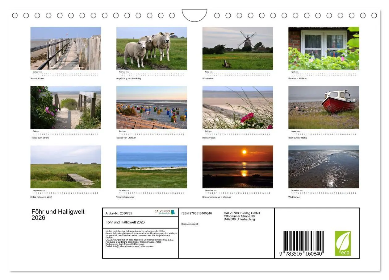 Bild: 9783516160840 | Föhr und Halligwelt 2026 (Wandkalender 2026 DIN A4 quer), CALVENDO...