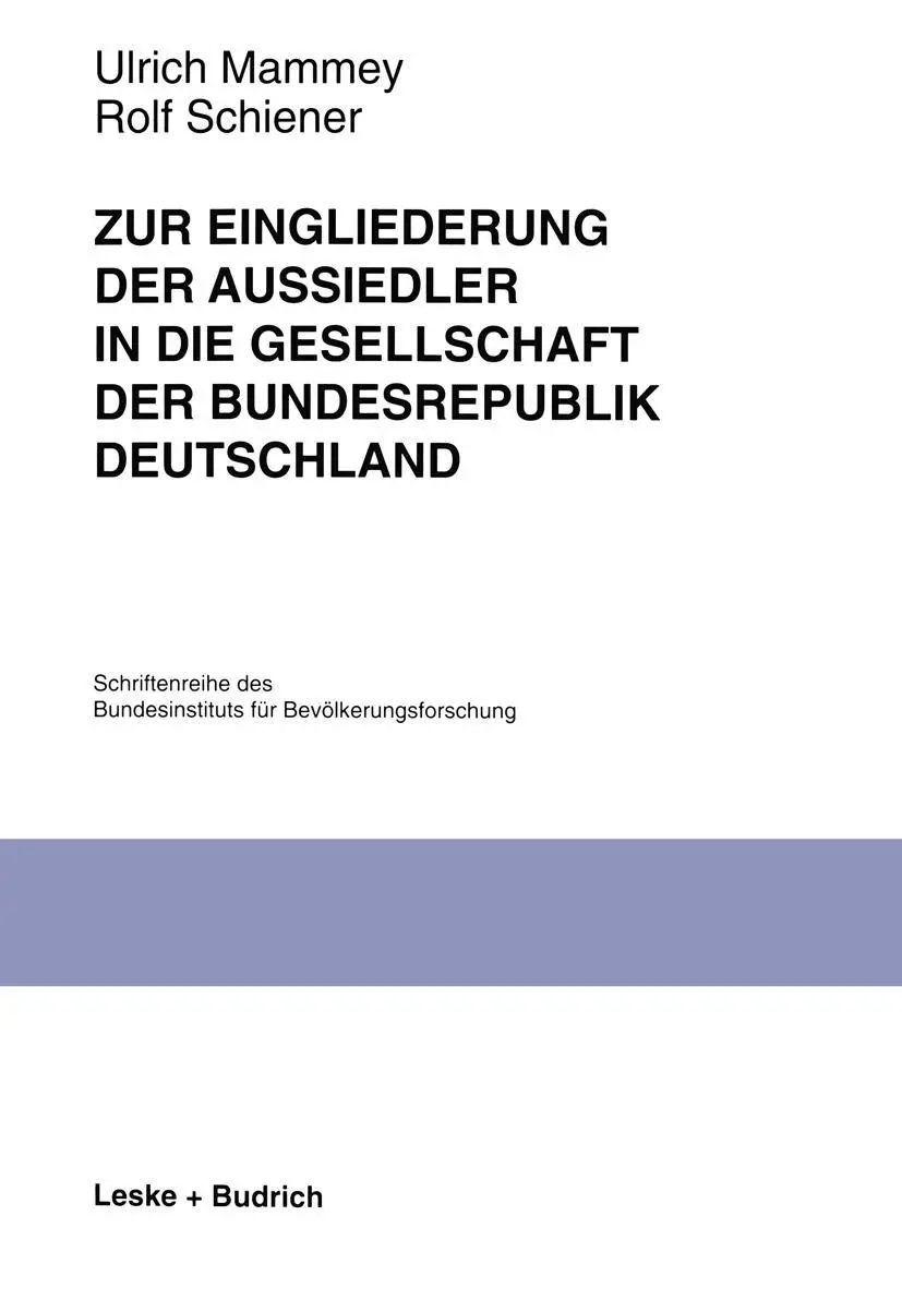 Cover: 9783810020840 | Zur Eingliederung der Aussiedler in die Gesellschaft der...
