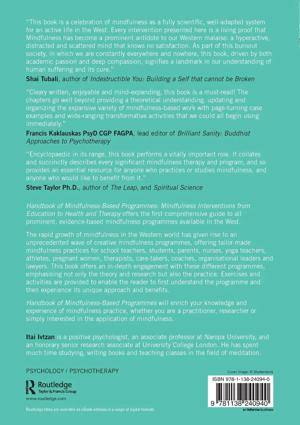 Rückseite: 9781138240940 | Handbook of Mindfulness-Based Programmes | Itai Ivtzan | Taschenbuch