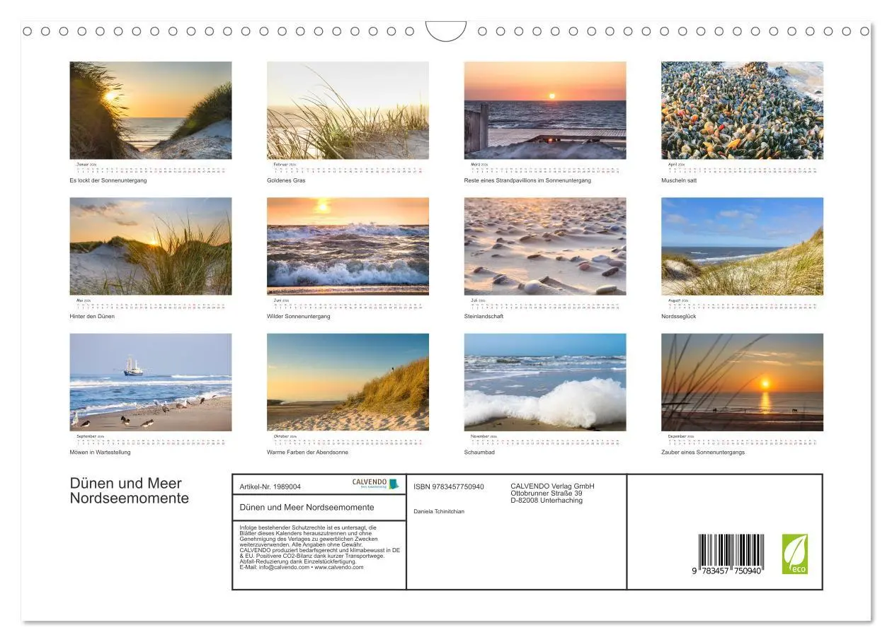 Bild: 9783457750940 | Dünen und Meer Nordseemomente (Wandkalender 2026 DIN A3 quer),...