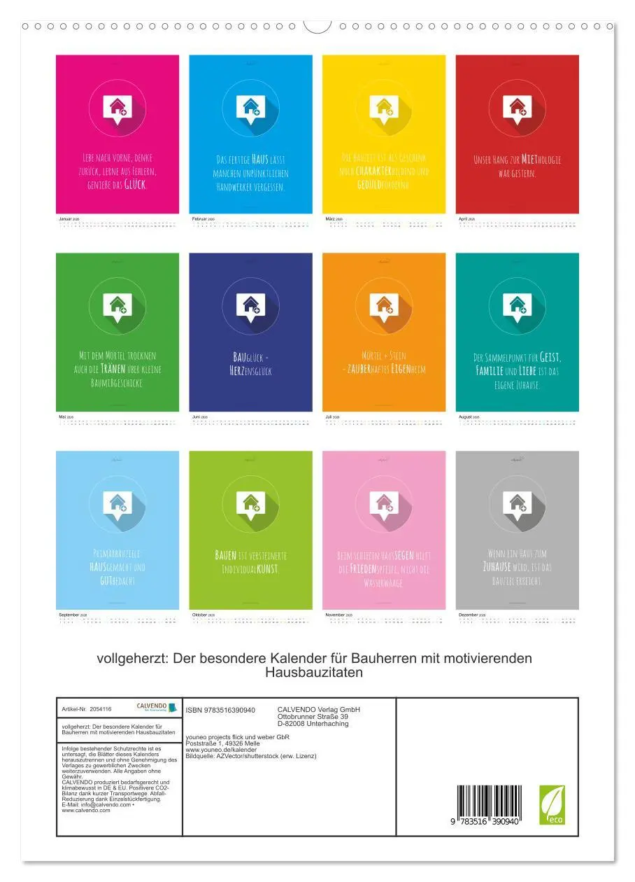 Bild: 9783516390940 | vollgeherzt: Der besondere Kalender für Bauherren mit motivierenden...
