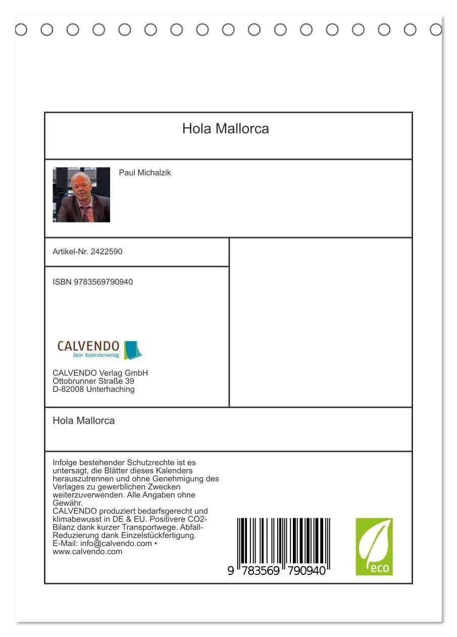 Bild: 9783569790940 | Hola Mallorca (Tischkalender 2027 DIN A5 hoch), CALVENDO...