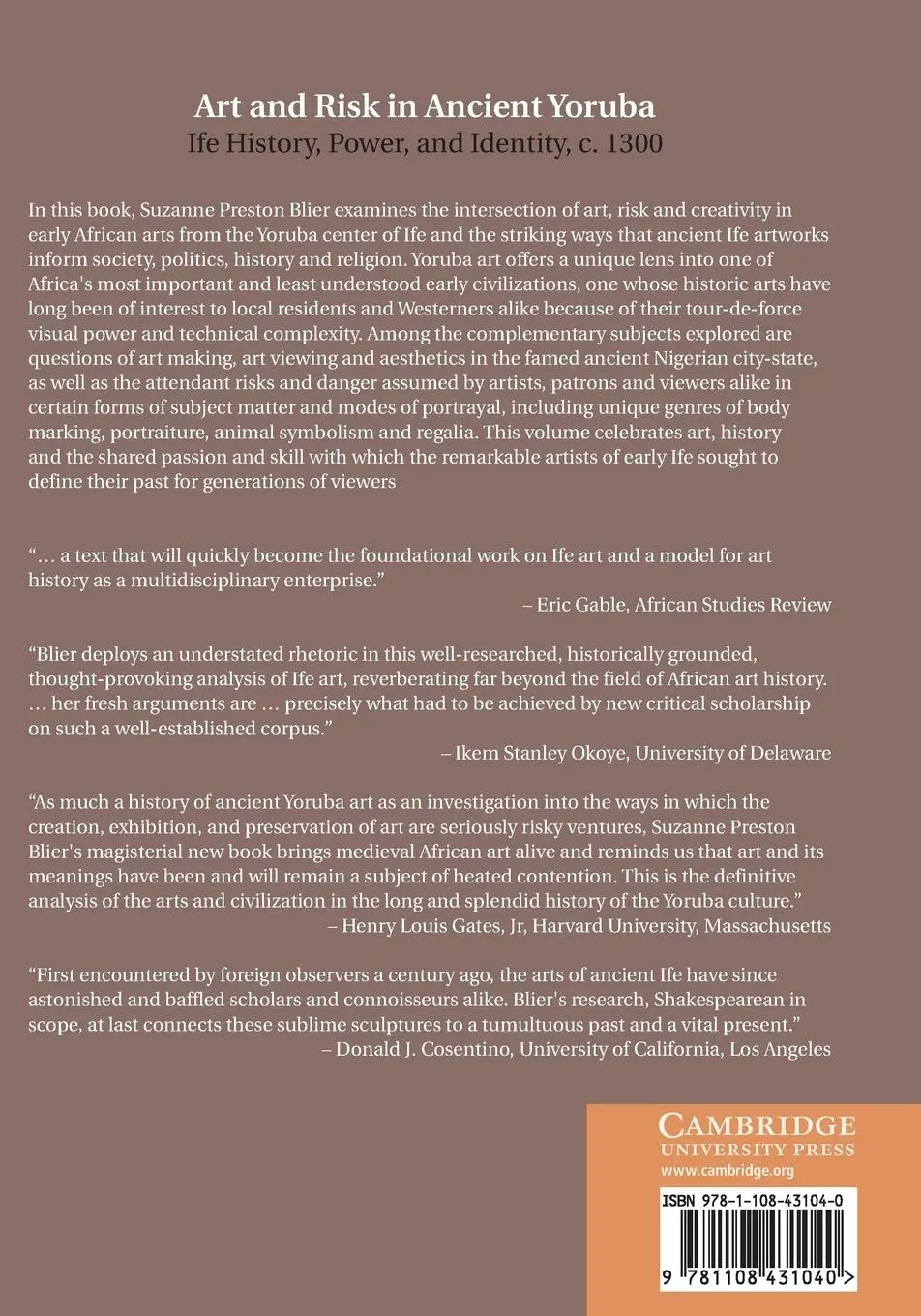 Rückseite: 9781108431040 | Art and Risk in Ancient Yoruba | Suzanne Preston Blier | Taschenbuch