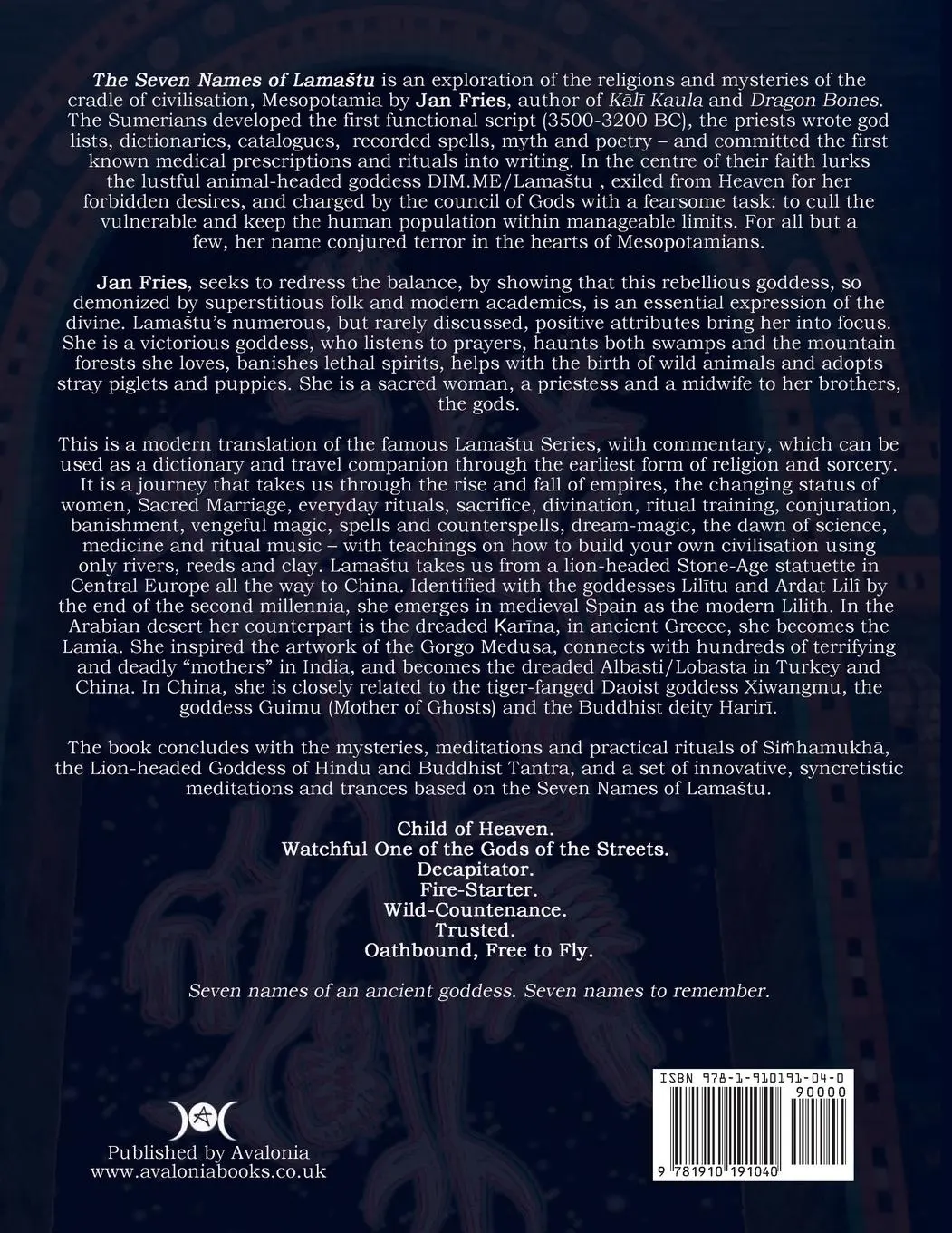 Rückseite: 9781910191040 | The Seven Names of Lama¿tu | Jan Fries | Taschenbuch | Englisch | 2017