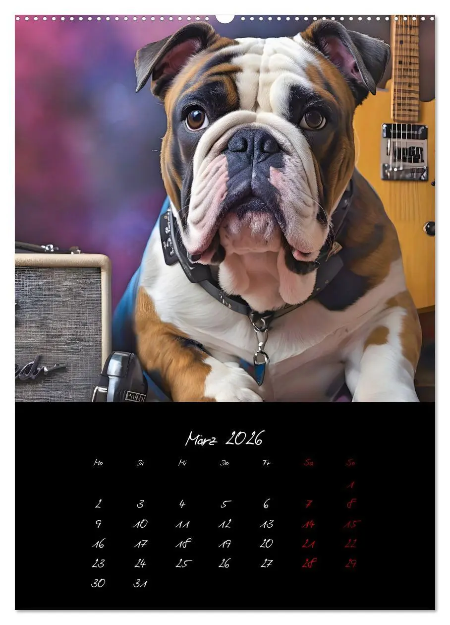 Bild: 9783457261040 | Gitarren und Hunde mit Herz (Wandkalender 2026 DIN A2 hoch),...