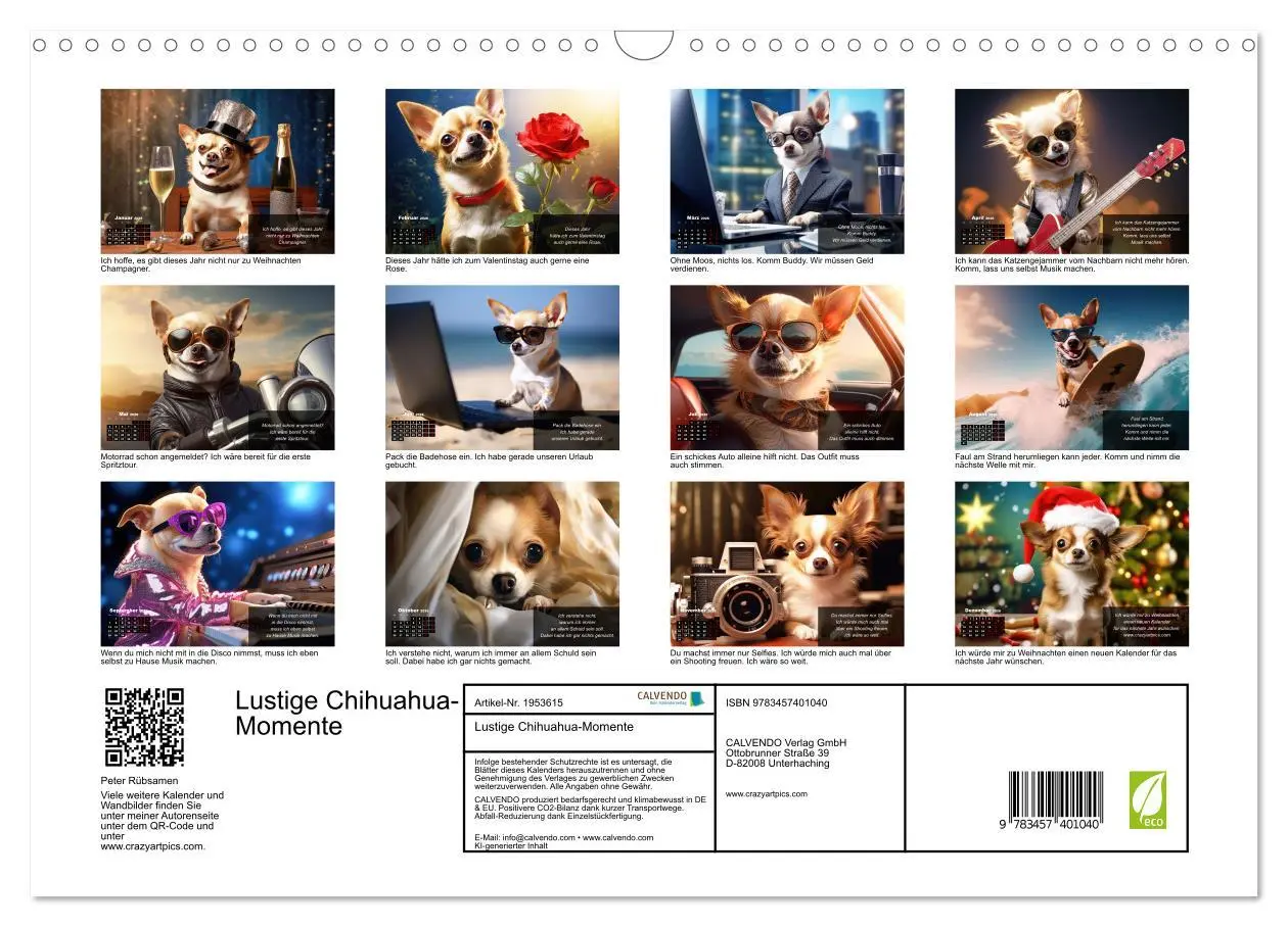 Bild: 9783457401040 | Lustige Chihuahua-Momente (Wandkalender 2026 DIN A3 quer), CALVENDO...