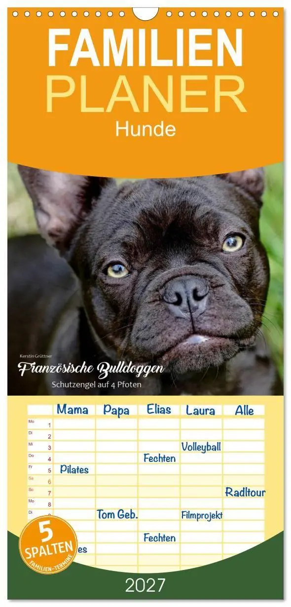 Cover: 9783594331040 | Familienplaner 2027 - Französische Bulldoggen - Schutzengel auf 4...