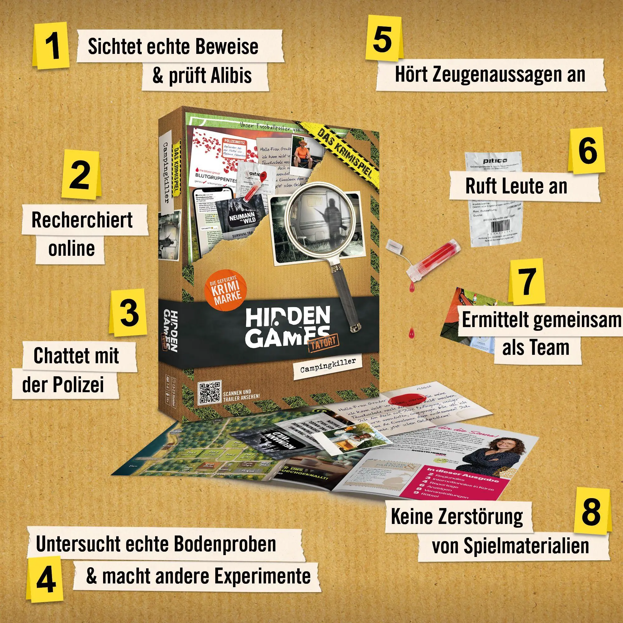 Bild: 4260686491240 | Hidden Games Tatort: Der Campingkiller | Spiel | 32 S. | HID00016