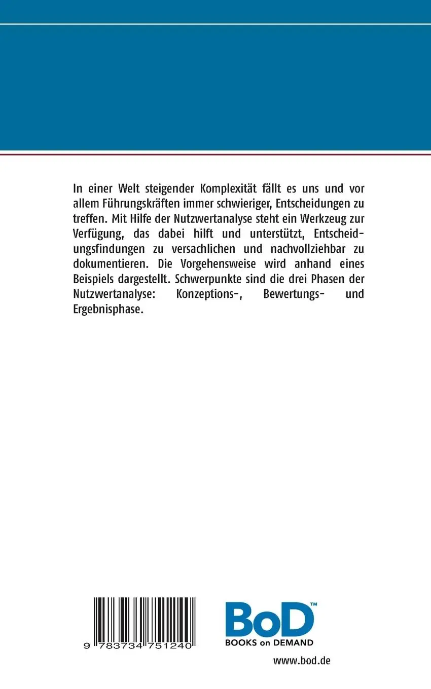 Rückseite: 9783734751240 | Nutzwertanalyse | Norbert Herbig | Taschenbuch | 40 S. | Deutsch