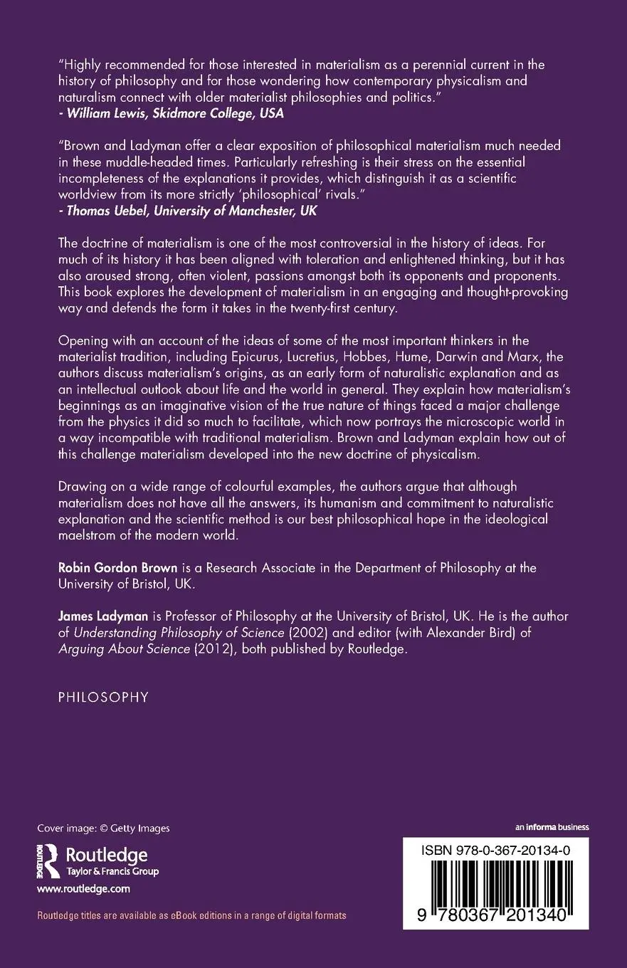 Rückseite: 9780367201340 | Materialism | A Historical and Philosophical Inquiry | Brown (u. a.)