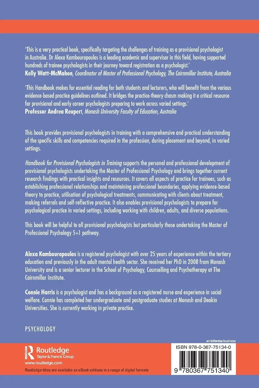 Rückseite: 9780367751340 | Handbook for Provisional Psychologists in Training | Taschenbuch