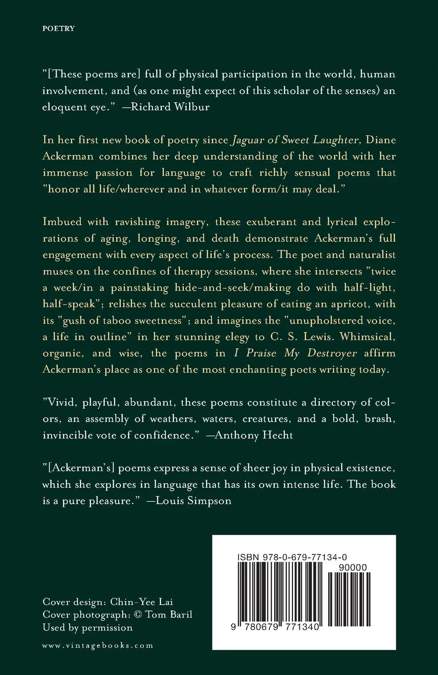 Rückseite: 9780679771340 | I Praise My Destroyer | Poems | Diane Ackerman | Taschenbuch | 2000