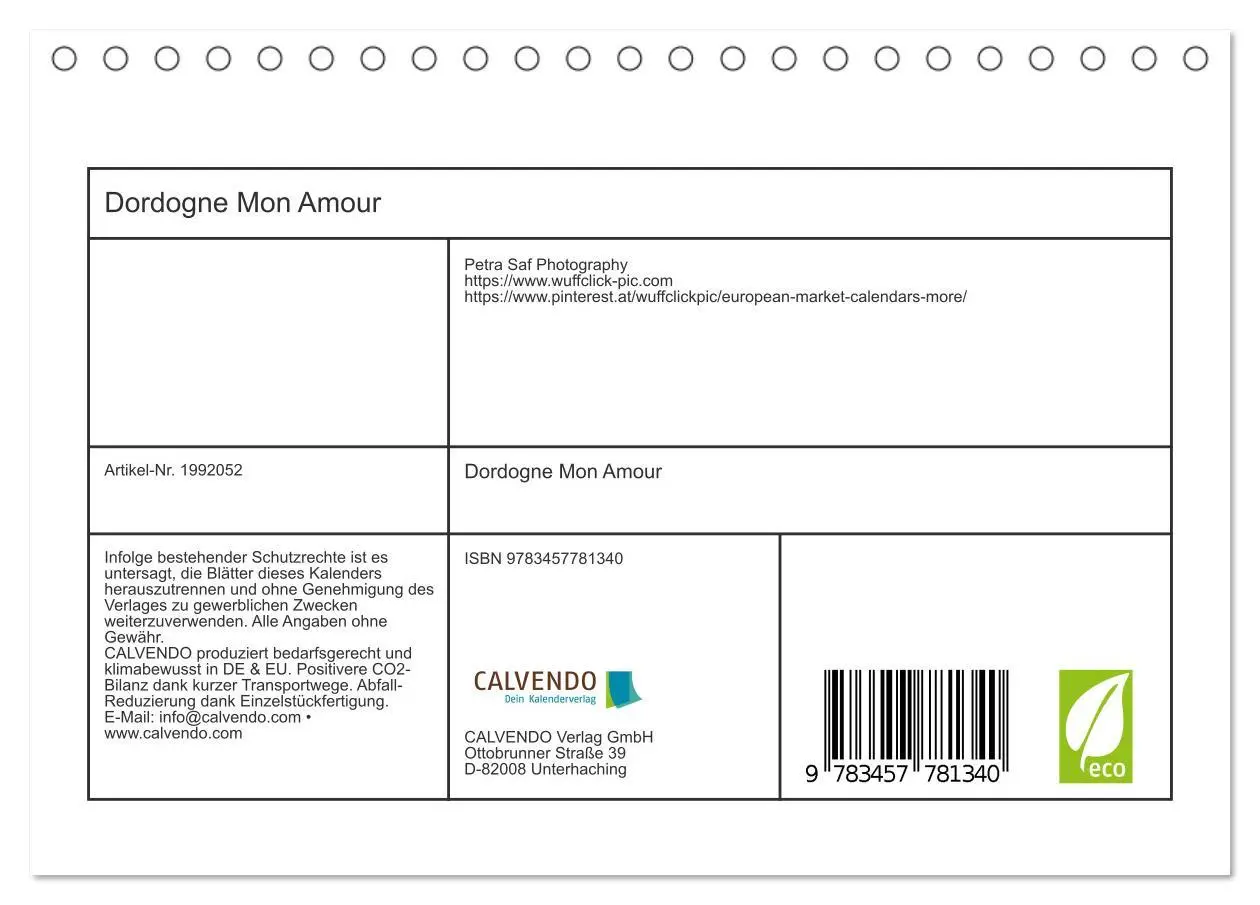 Bild: 9783457781340 | Dordogne Mon Amour (Tischkalender 2026 DIN A5 quer), CALVENDO...