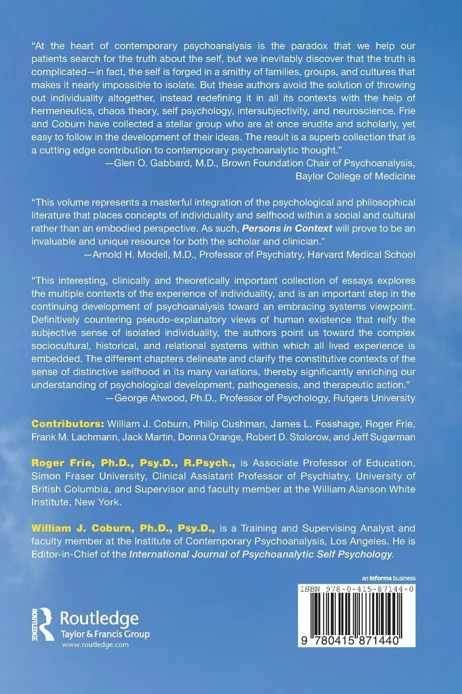 Rückseite: 9780415871440 | Persons in Context | Roger Frie (u. a.) | Taschenbuch | Englisch