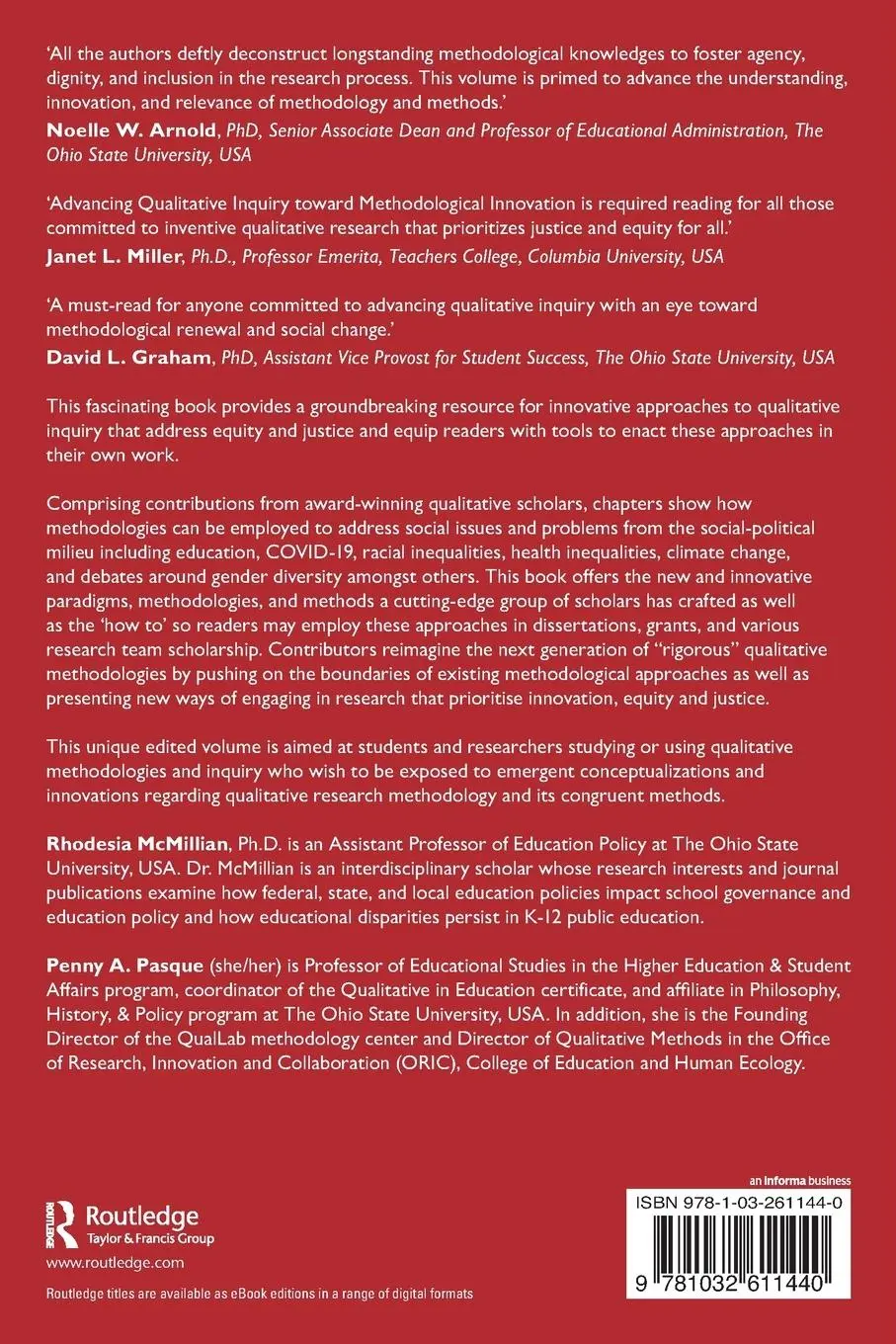 Rückseite: 9781032611440 | Advancing Qualitative Inquiry Toward Methodological Inclusion | Buch