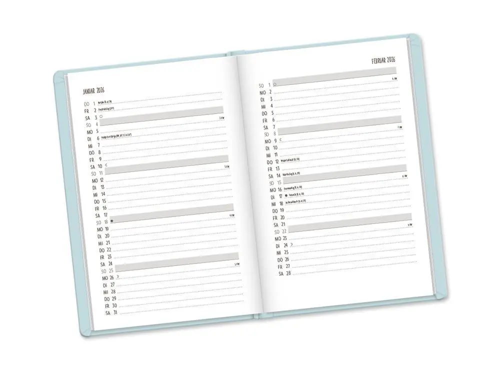Bild: 9783986361440 | Terminplaner Lederlook 2026 Hellblau | Terminplaner Lederlook A6