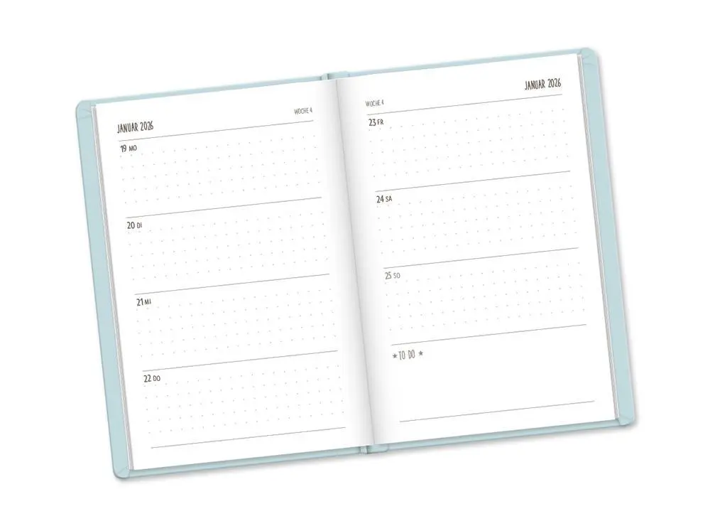 Bild: 9783986361440 | Terminplaner Lederlook 2026 Hellblau | Terminplaner Lederlook A6
